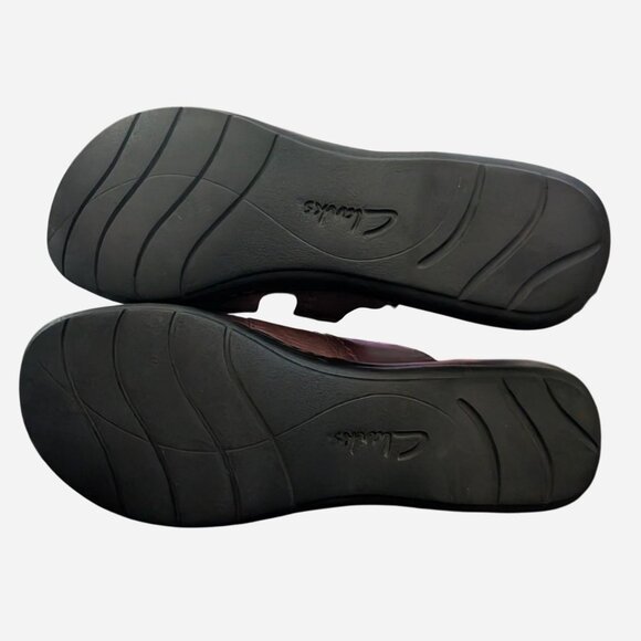 Clarks Women's Brown and Burgundy Mules - Size 8.5 Narrow - Picture 4 of 4